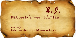 Mitterhöfer Júlia névjegykártya